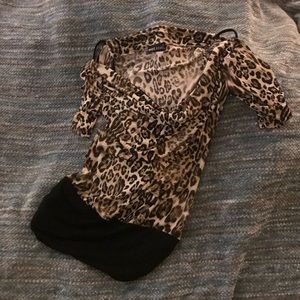 Wet Seal Off The Shoulder Leppard Blouse